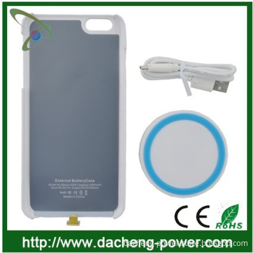 2015 Newly 2in1 function wireless charger+power case for Iphone 6 Plus 4200mAH